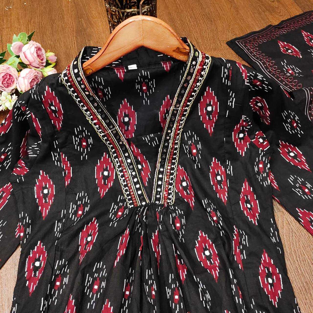 YNF COTTON KESH211 LDY43 SUITS & DRESSES WHOLESALE LADIES PRINTED COTTON ANARKALI LONG KURTIS BLACK SALWAR SUITS MANUFACTURER