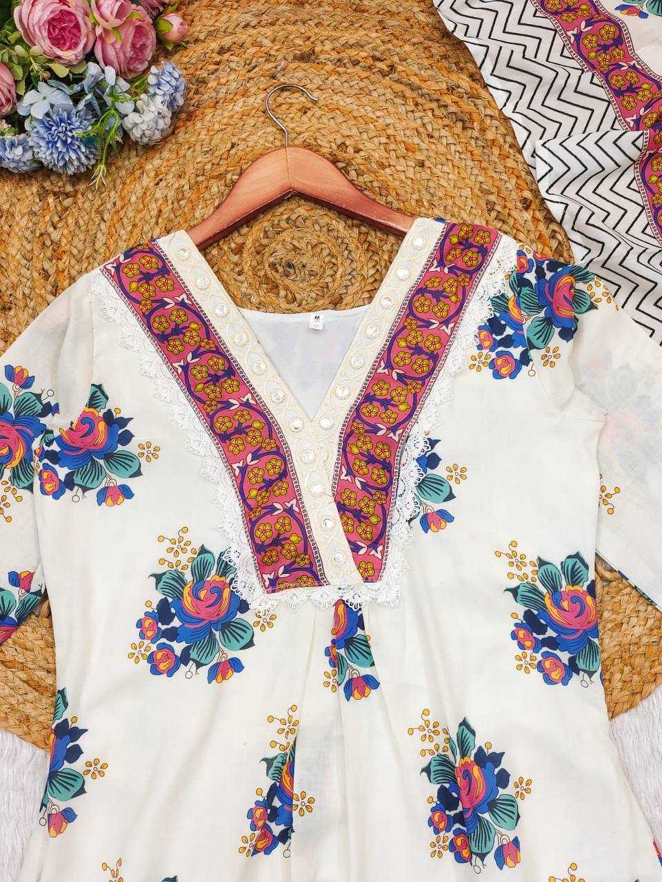 YNF COTTON KESH211 LDY74 SUITS & DRESSES WHOLESALE PRINTED EMBROIDERY COTTON ANARKALI LONG KURTIS WHITE SALWAR SUITS MANUFACTURER