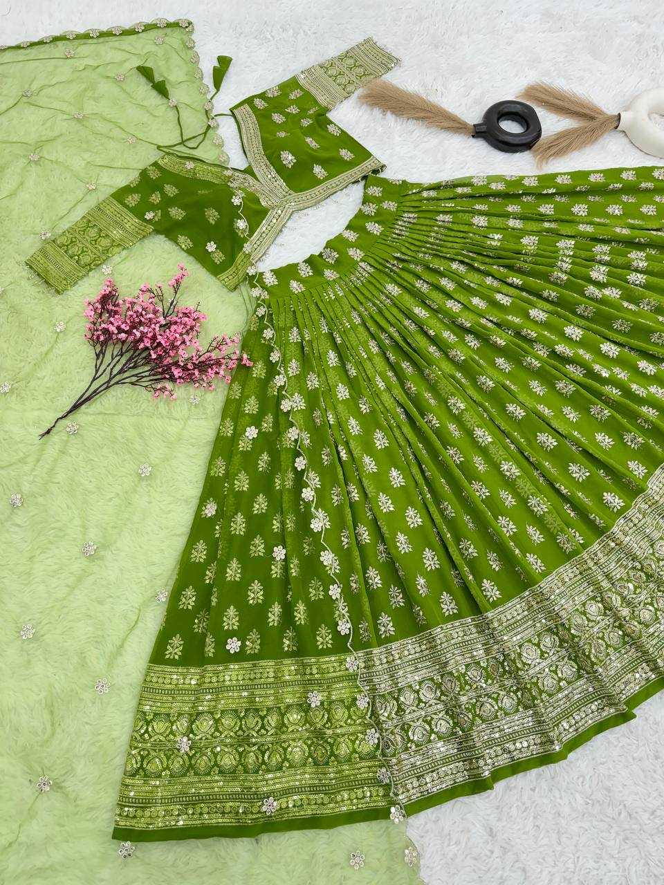 YNF FAUX GEORGETE KESH125 3070 LEHENGAS WHOLESALE FANCY EMBROIDERED LEHENGAS MANUFACTURER