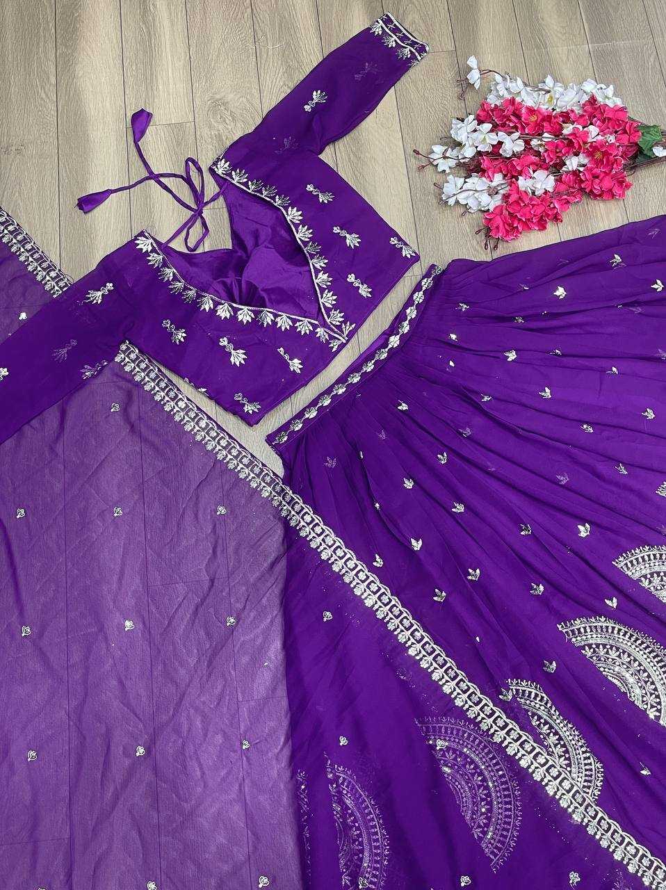 YNF FAUX GEORGETTE KESH120 124 LEHENGAS WHOLESALE TRADITIONAL EMBROIDERED LEHENGAS MANUFACTURER