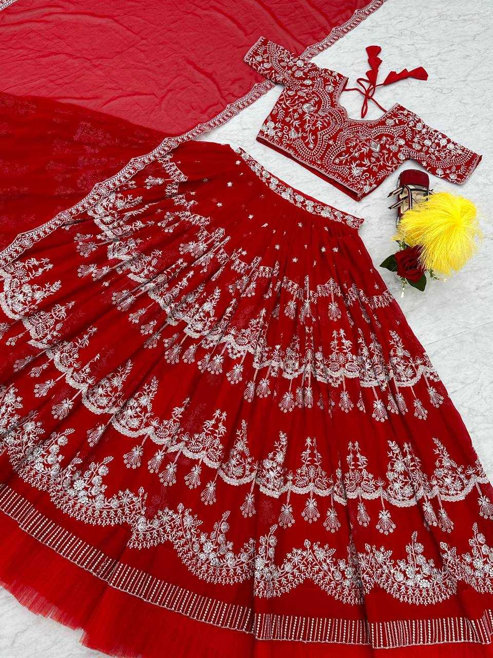 YNF FAUX GEORGETTE KESH120 173 LEHENGAS WHOLESALE TRADITIONAL WEDDING EMBROIDERED LEHENGAS MANUFACTURER