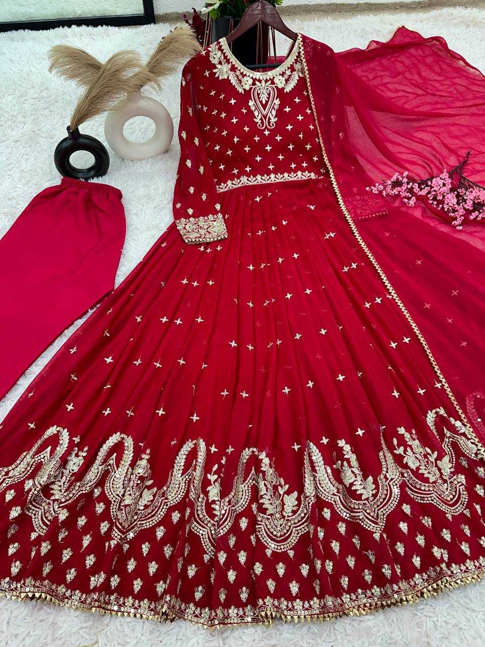 YNF FAUX GEORGETTE KESH124 826 GOWNS WHOLESALE EMBROIDERY ANARKALI GEORGETTE WEDDING DIWALI COLLECTIONS GOWNS MANUFACTURER