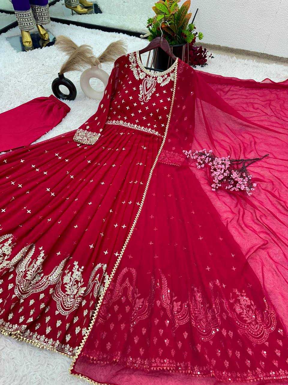 YNF FAUX GEORGETTE KESH124 826 GOWNS WHOLESALE EMBROIDERY ANARKALI GEORGETTE WEDDING DIWALI COLLECTIONS GOWNS MANUFACTURER