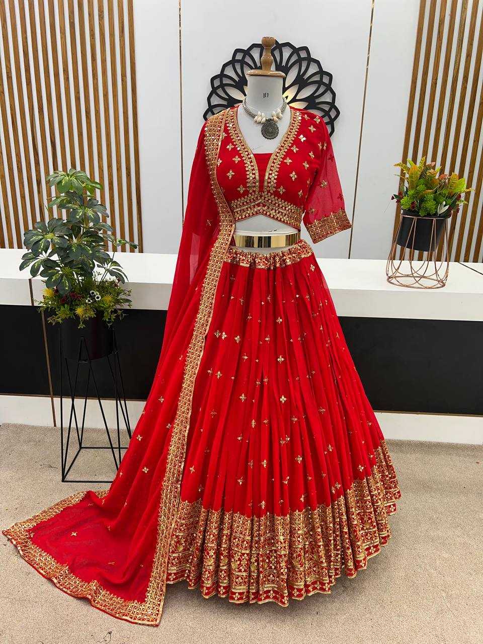 YNF FAUX GEORGETTE KESH125 3065 LEHENGAS WHOLESALE DESIGNER WEDDING EMBROIDERED LEHENGAS MANUFACTURER