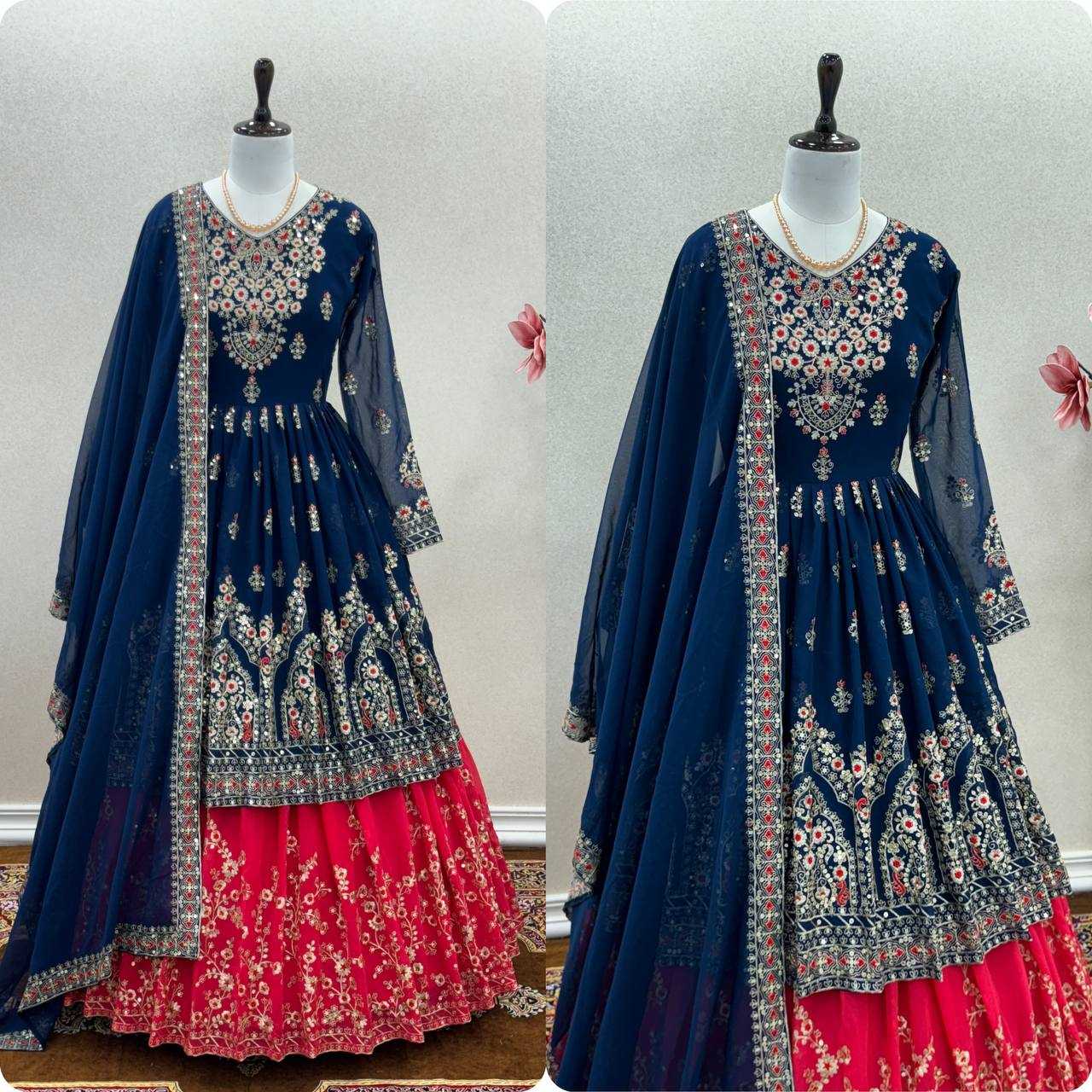 YNF FAUX GEORGETTE KESH141 174 LEHENGAS WHOLESALE TRADITIONAL EMBROIDERED DESIGNER LEHENGAS MANUFACTURER