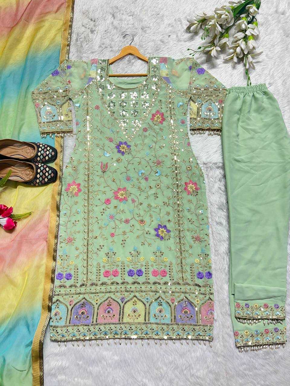 YNF FAUX GEORGETTE KESH144 1203 SUITS & DRESSES ISLAMIC CLOTHING WHOLESALE PAKISTANI EMBROIDERY GEORGETTE WEDDING SUITS MANUFACTURER