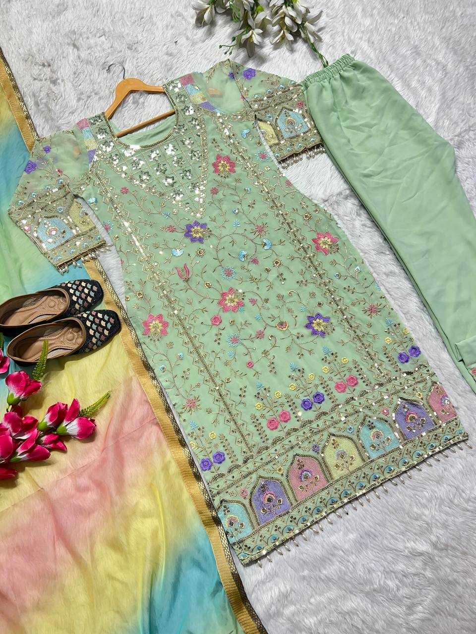 YNF FAUX GEORGETTE KESH144 1203 SUITS & DRESSES ISLAMIC CLOTHING WHOLESALE PAKISTANI EMBROIDERY GEORGETTE WEDDING SUITS MANUFACTURER