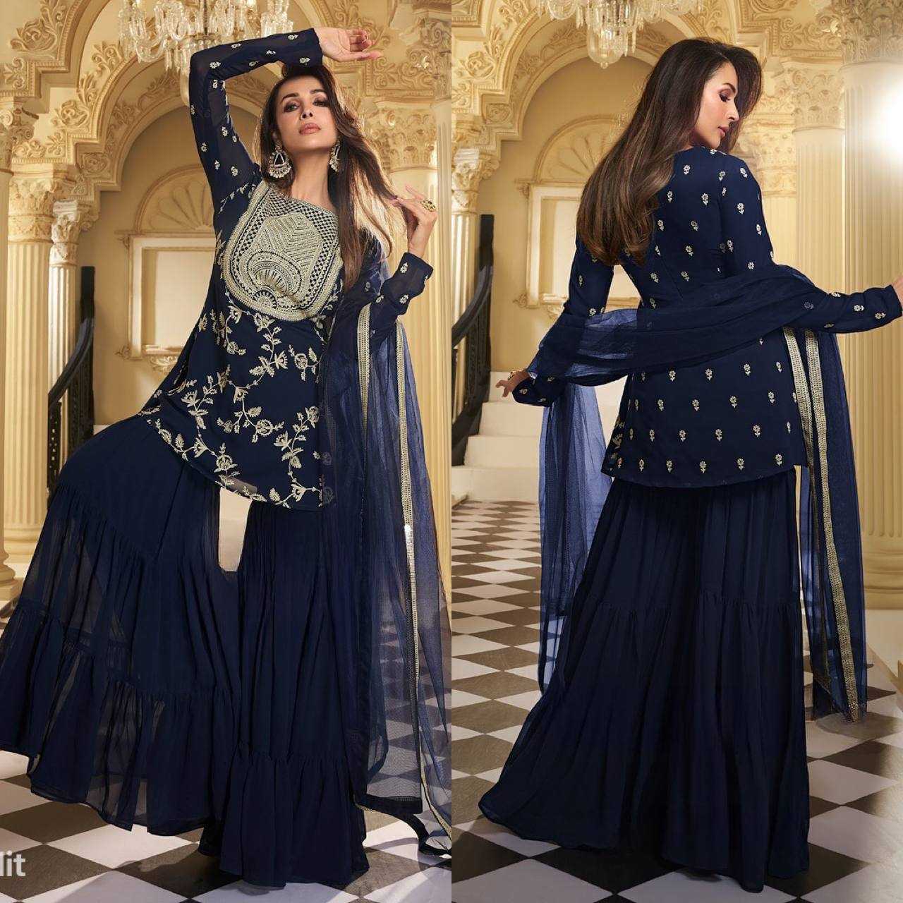 YNF FAUX GEORGETTE KESH146 5019 SUITS & DRESSES WHOLESALE SHARARA SALWAR EMBROIDERED GEORGETTE LADIES PARTY WEAR SUITS MANUFACTURER