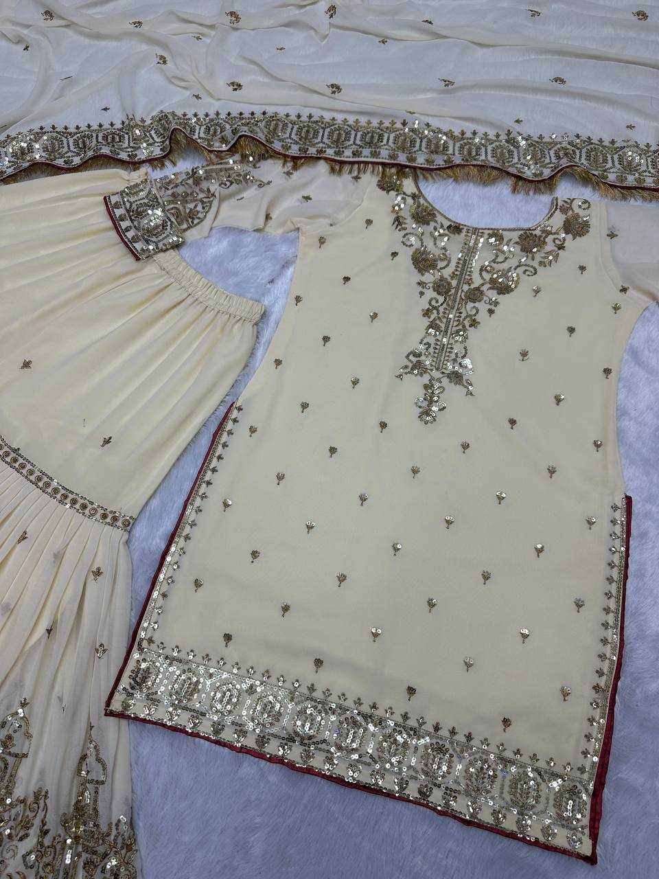 YNF FAUX GEORGETTE KESH157 1644 SUITS & DRESSES WHOLESALE SHARARA SALWAR EMBROIDERY GEORGETTE WEDDING SUITS MANUFACTURER