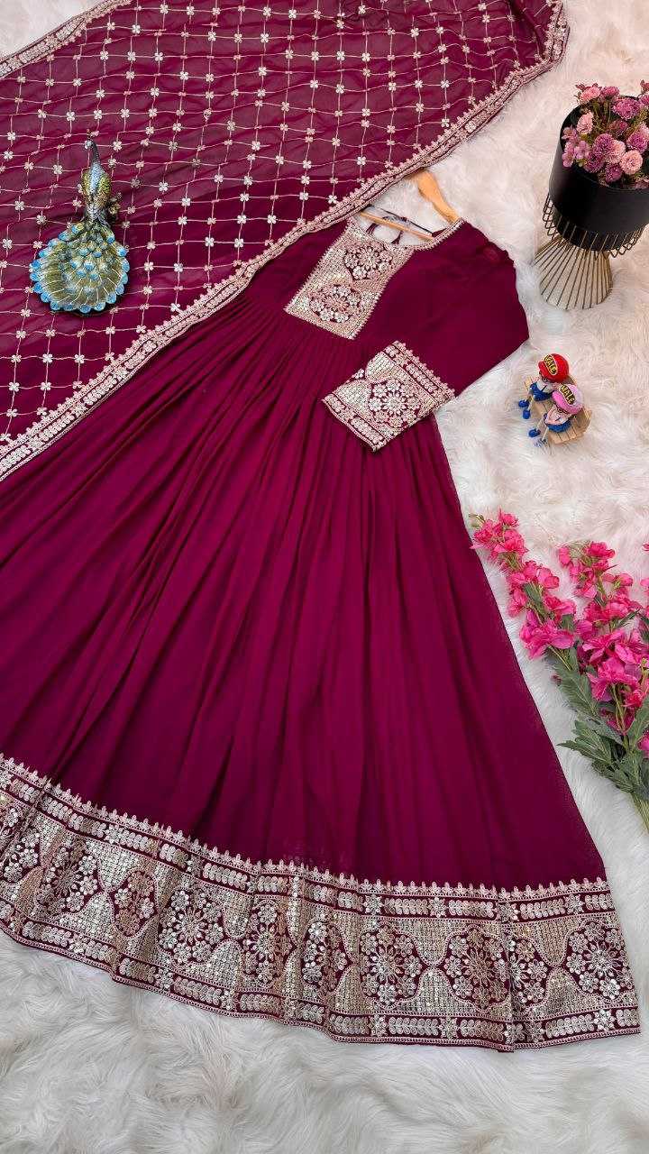 YNF FAUX GEORGETTE KESH158 8999 GOWNS WHOLESALE EMBROIDERY ANARKALI LONG GEORGETTE WEDDING GOWNS MANUFACTURER