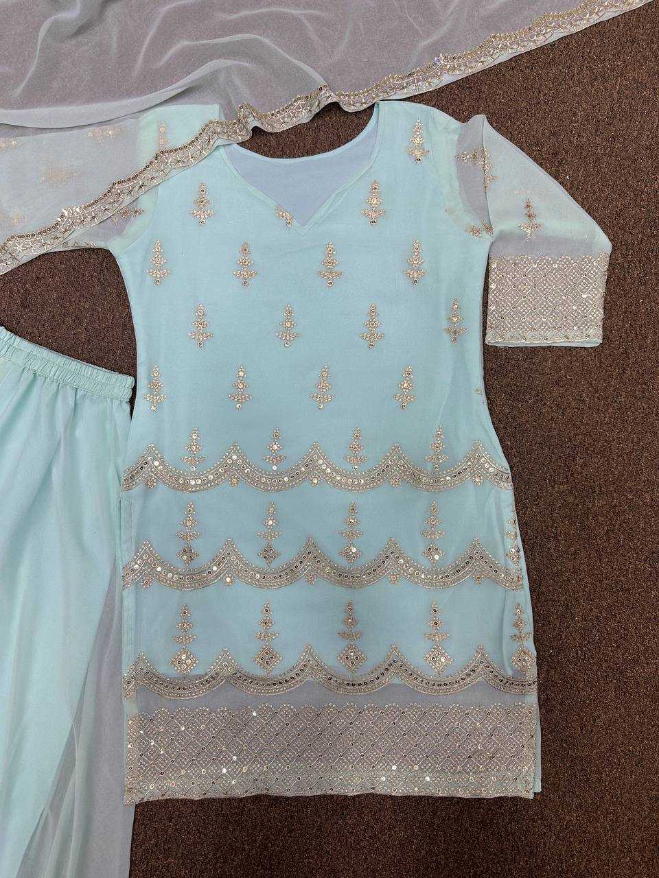 YNF FAUX GEORGETTE KESH159 1286 SUITS & DRESSES WHOLESALE LADIES SHARARA SALWAR EMBROIDERY GEORGETTE SUITS MANUFACTURER