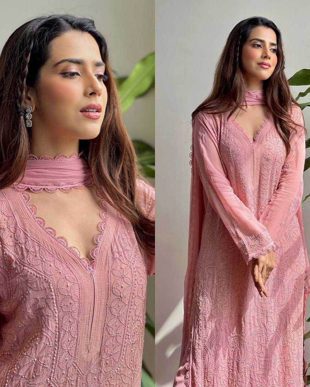 YNF FAUX GEORGETTE KESH211 LDY77 SUITS & DRESSES ISLAMIC CLOTHING WHOLESALE PAKISTANI EMBROIDERY GEOORGETTE LONG KURTIS SUITS MANUFACTURER