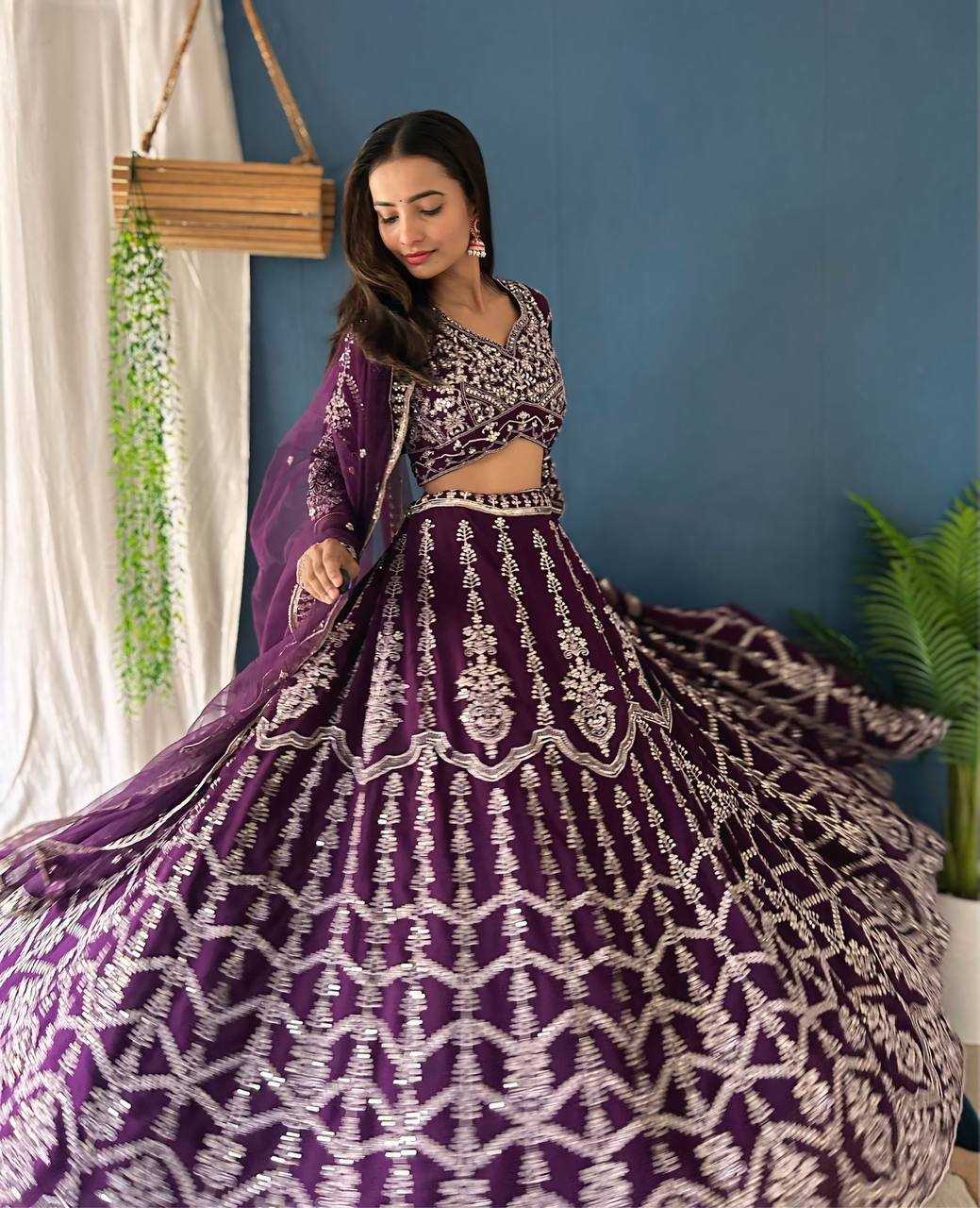 YNF FAUX GEORGETTE RIN114 5017 LEHENGAS WHOLESALE WEDDING EMBROIDERED LEHENGAS MANUFACTURER