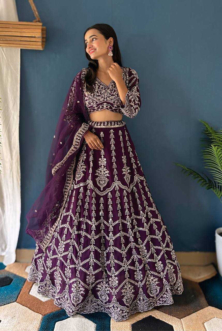 YNF FAUX GEORGETTE RIN114 5017 LEHENGAS WHOLESALE WEDDING EMBROIDERED LEHENGAS MANUFACTURER