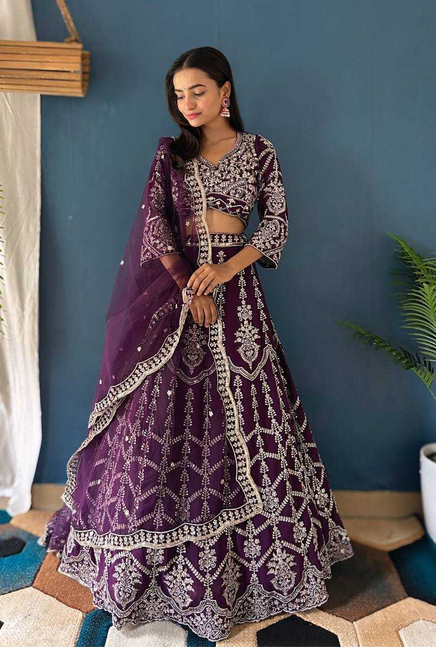 YNF FAUX GEORGETTE RIN114 5017 LEHENGAS WHOLESALE WEDDING EMBROIDERED LEHENGAS MANUFACTURER