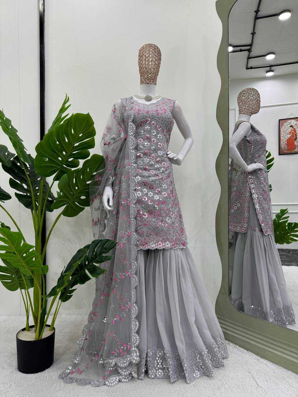 YNF FAUX GEORGETTE RIN169 5760 SUITS & DRESSES WHOLESALE SHARARA SALWAR EMBROIDERY GEORGETTE LADIES PARTY WEAR WEDDING SUITS MANUFACTURER