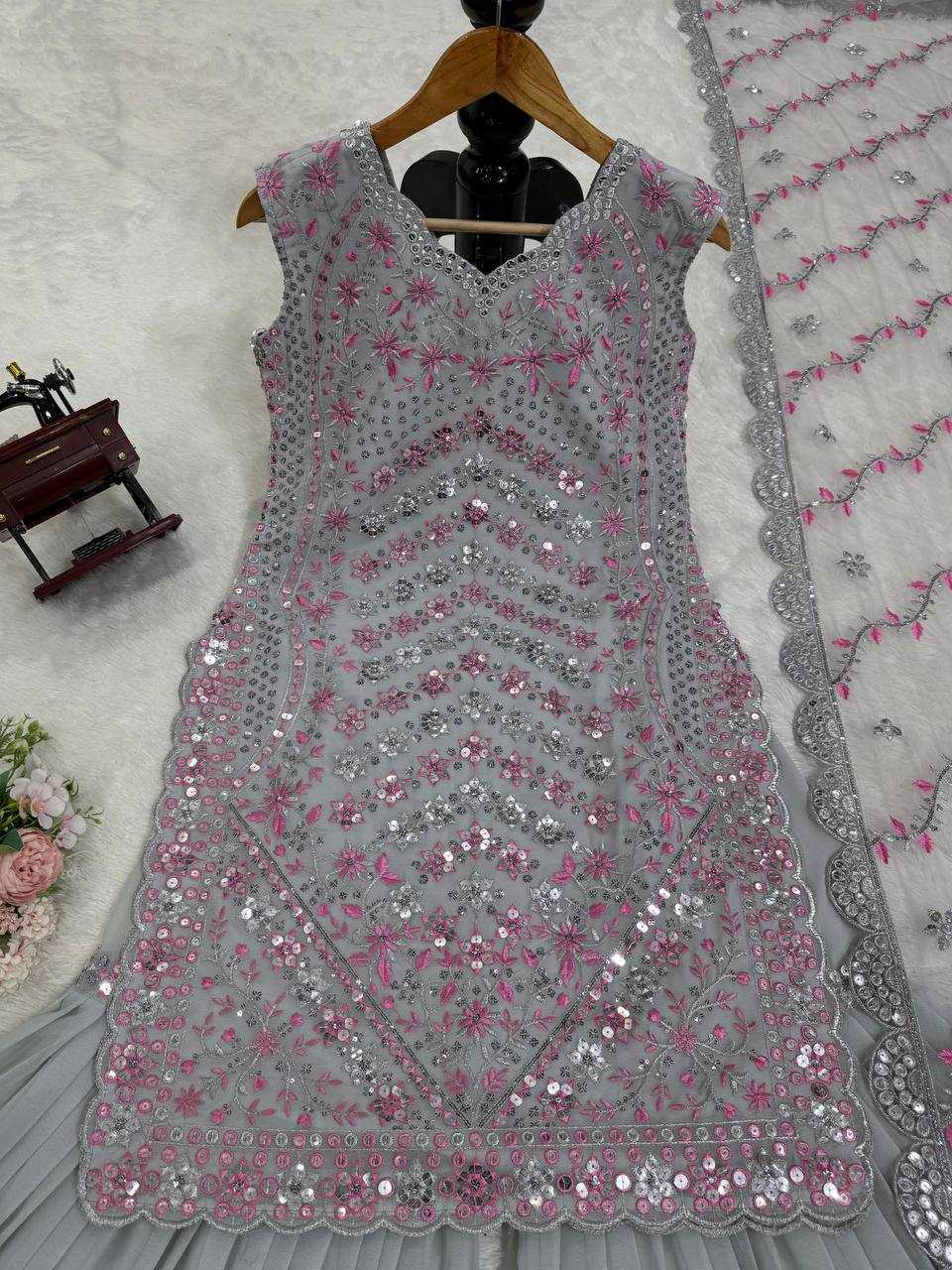 YNF FAUX GEORGETTE RIN169 5760 SUITS & DRESSES WHOLESALE SHARARA SALWAR EMBROIDERY GEORGETTE LADIES PARTY WEAR WEDDING SUITS MANUFACTURER