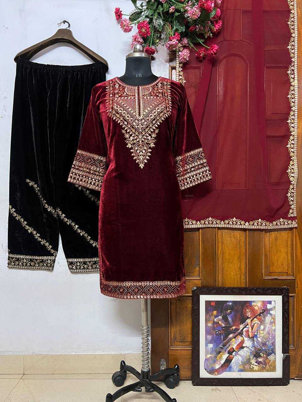 YNF GEORGETTE KESH151 1317 SUITS & DRESSES ISLAMIC CLOTHING WHOLESALE GEORGETTE EMBROIDERED LADIES SILK PAKISTANI VELVET SUITS MANUFACTURER