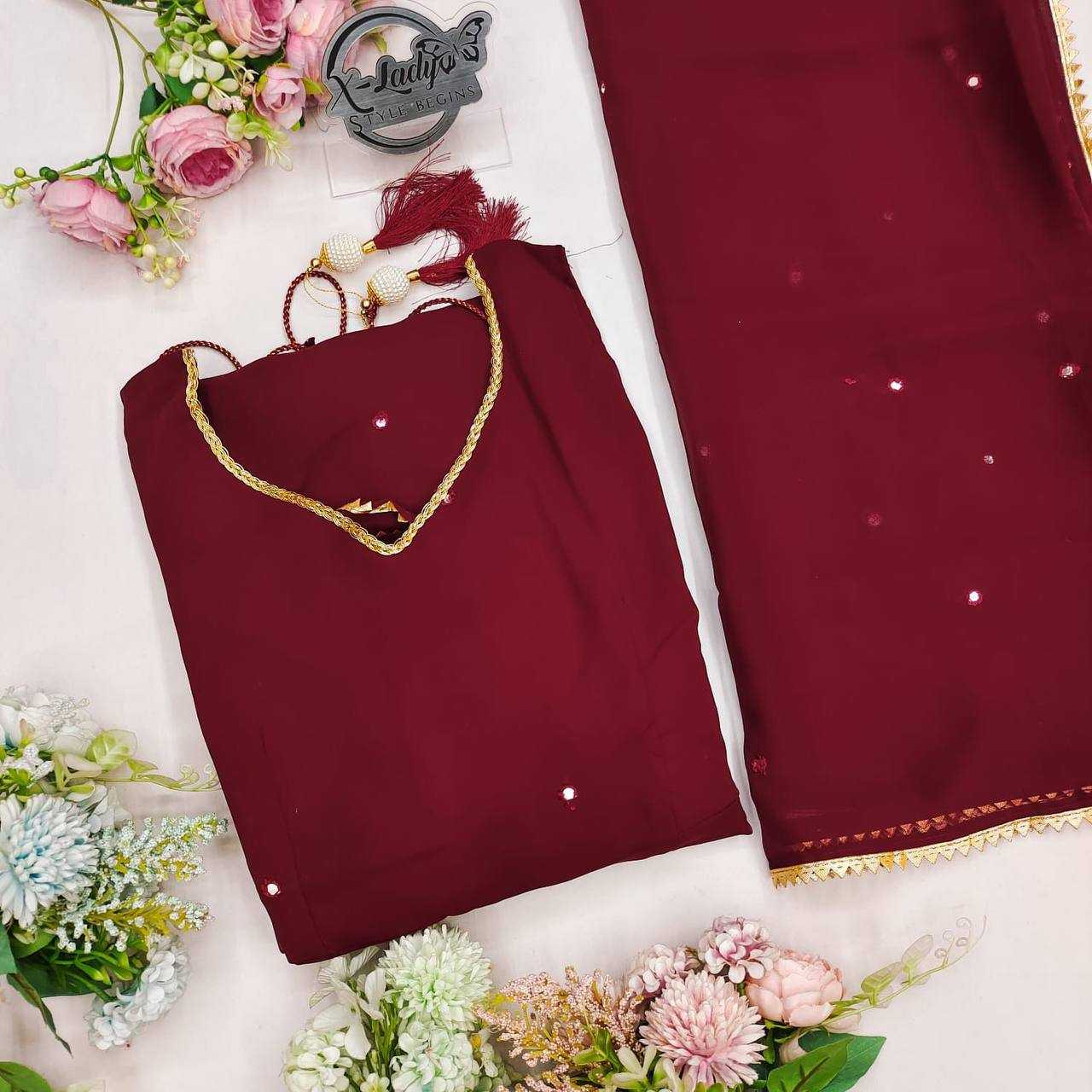 YNF GEORGETTE KESH211 LDY36 GOWNS WHOLESALE EMBROIDERY ANARKALI LONG GEORGETTE SLEEVELESS MAROON GOWNS MANUFACTURER