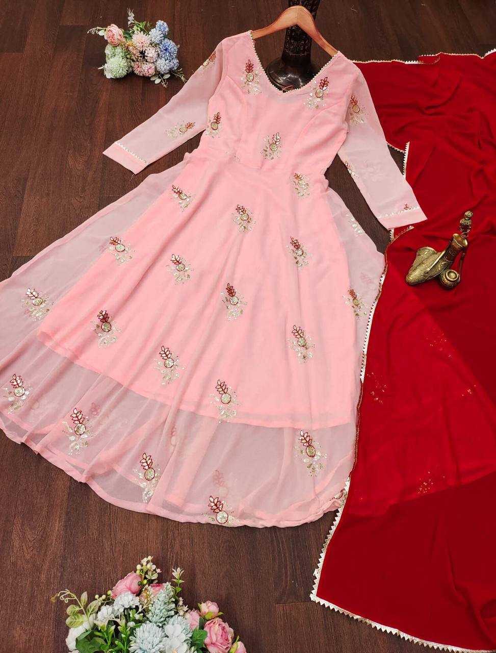 YNF GEORGETTE KESH211 LDY49 GOWNS WHOLESALE FANCY ANARKALI LONG GEORGETTE GOWN WITH DUPATTA MANUFACTURER