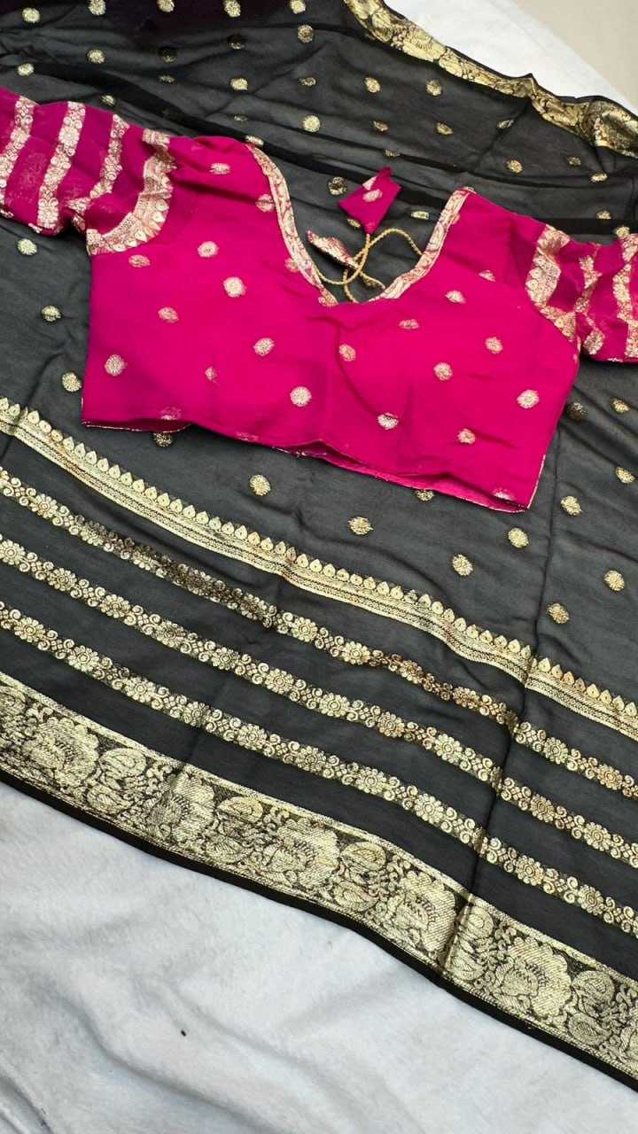 YNF GEORGETTE RIN104  APE69 SAREES WHOLESALE GEORGETTE VISCOSE BLACK ZARI SAREES MANUFACTURER