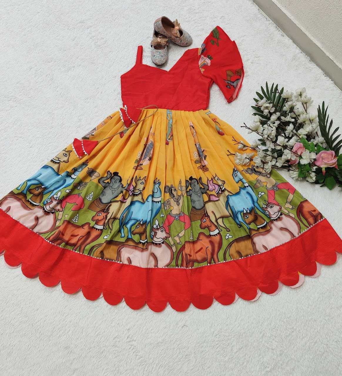 YNF HEAVY MASLIN COTTON KESH168 MNT09 KIDS WEAR WHOLESALE KIDS GOWNS GIRLS COTTON FROCKS KIDS ETHNIC WEAR GOWNS KIDS FESTIVE WEAR KIDS DIWALI CLOTHES KIDS PARTY WEAR ETHNIC MANUFACTURER