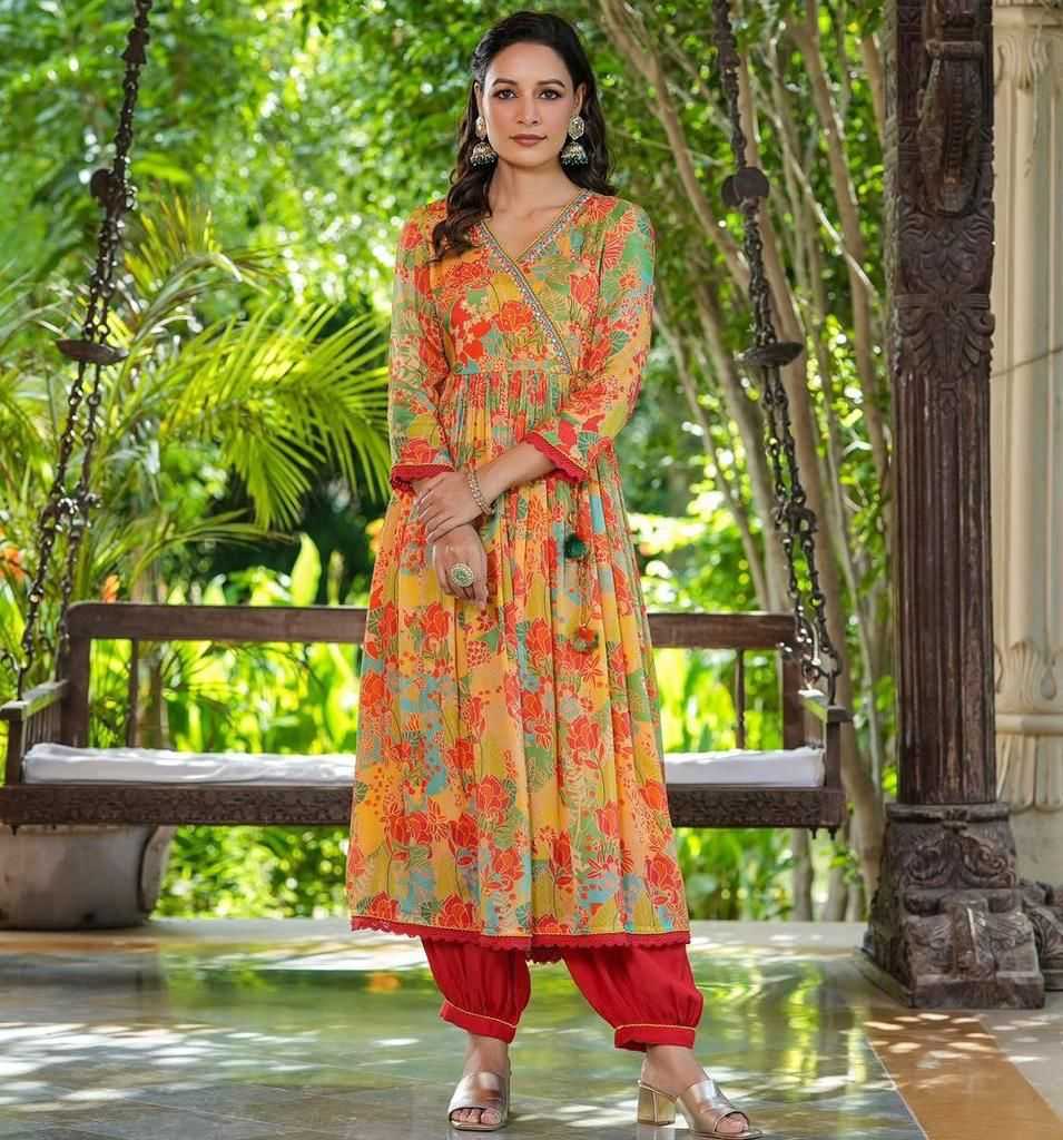 YNF MUSLIN KESH175 Bichchhu SUITS & DRESSES WHOLESALE ALIA CUT PRINTED EMBROIDERY ANARKALI SUITS MANUFACTURER