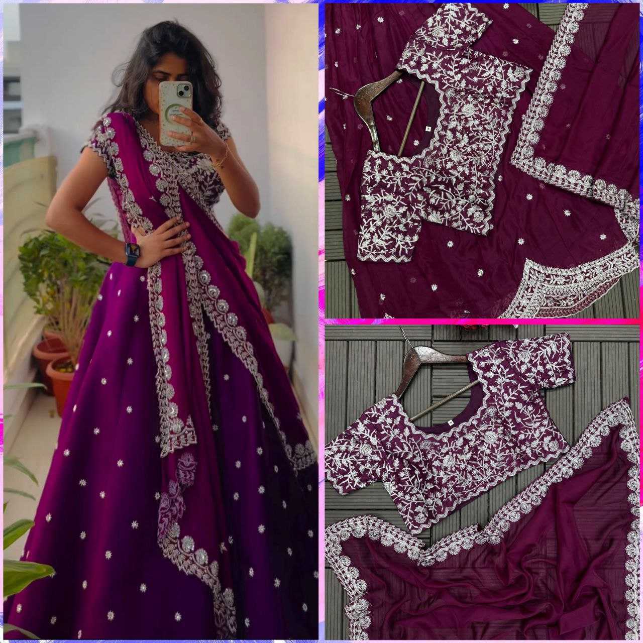 YNF ORGANZA KESH176 142 LEHENGAS WHOLESALE EMBROIDERED LEHENGA WITH DUPATTA LEHENGA WITH BLOUSE PURPLE LEHENGAS MANUFACTURER