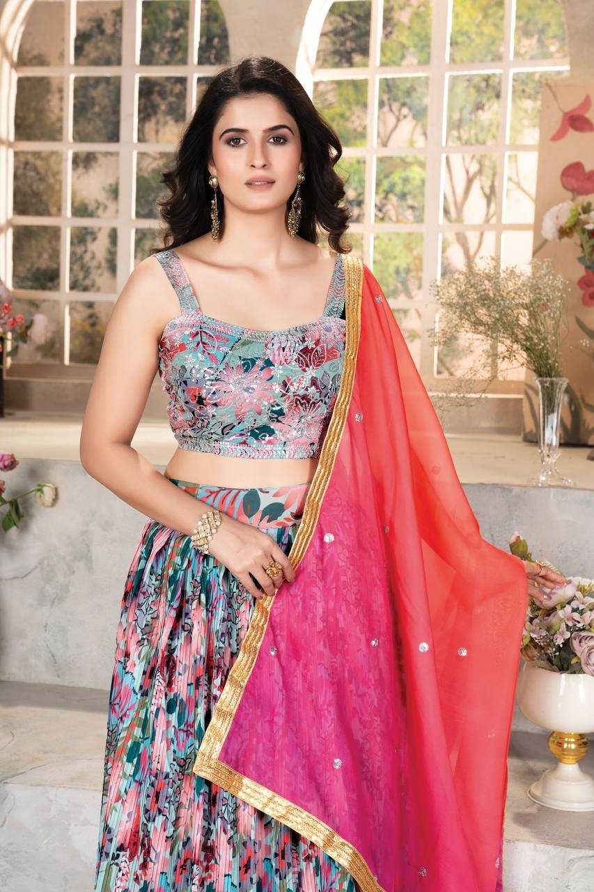 YNF ORGANZA RIN114 9235 LEHENGAS WHOLESALE FANCY PRINTED LEHENGAS  MANUFACTURER