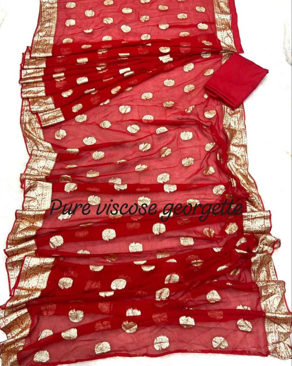 YNF PURE VISCOSE KESH162 VRT39 SAREES WHOLESALE READY TO WEAR PRE DRAPED BUTTA VISCOSE RED LIGHTWEIGHT SAREE WITH BLOUSE TEEJ KARWA CHAUTH SAREES MANUFACTURER