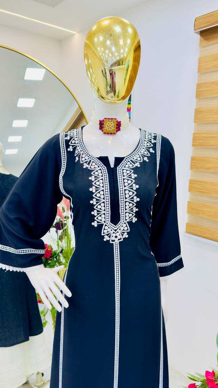 YNF RAYON KESH158 9285 KURTIS WHOLESALE WORKWEAR LONG RAYON KURTIS WITH BOTTOM EMBROIDERED DIWALI COLLECTIONS KURTIS MANUFACTURER