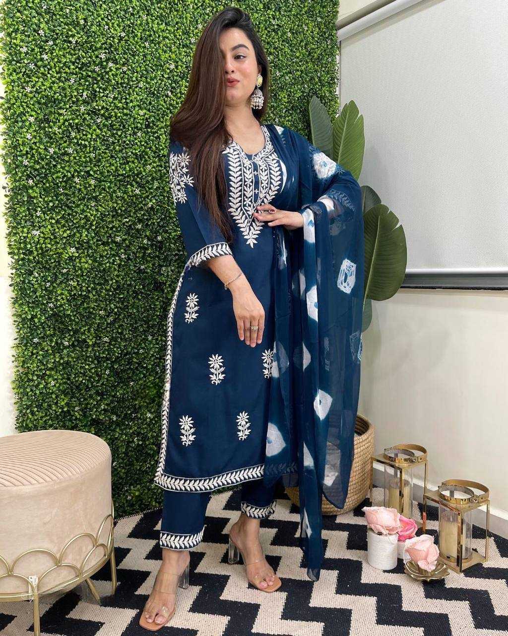 YNF REYON COTTON KESH211 LDY14 SUITS & DRESSES WHOLESALE EMBROIDERED COTTON PARTY WEAR LONG KURTIS BLUE SALWAR SUITS MANUFACTURER