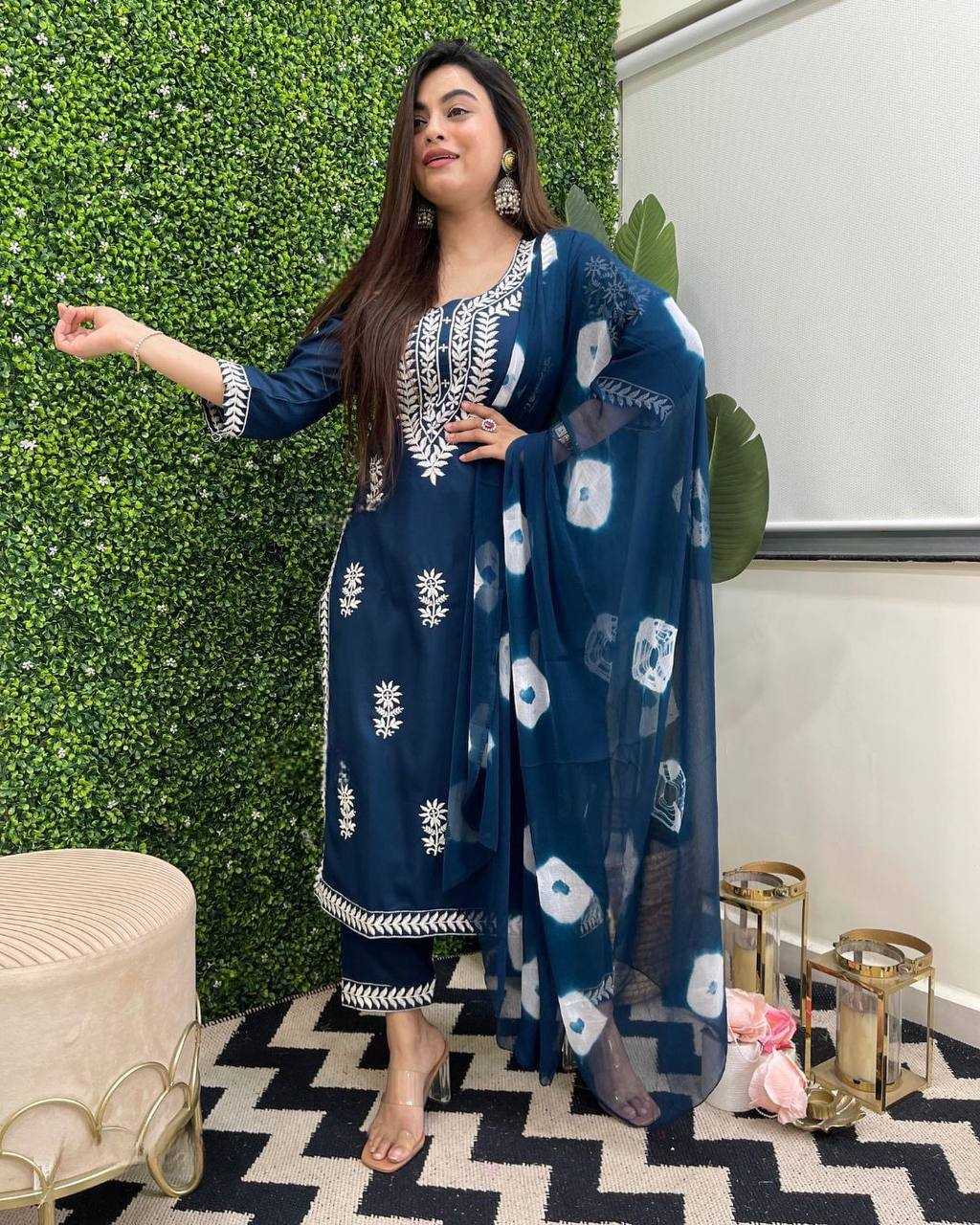 YNF REYON COTTON KESH211 LDY14 SUITS & DRESSES WHOLESALE EMBROIDERED COTTON PARTY WEAR LONG KURTIS BLUE SALWAR SUITS MANUFACTURER