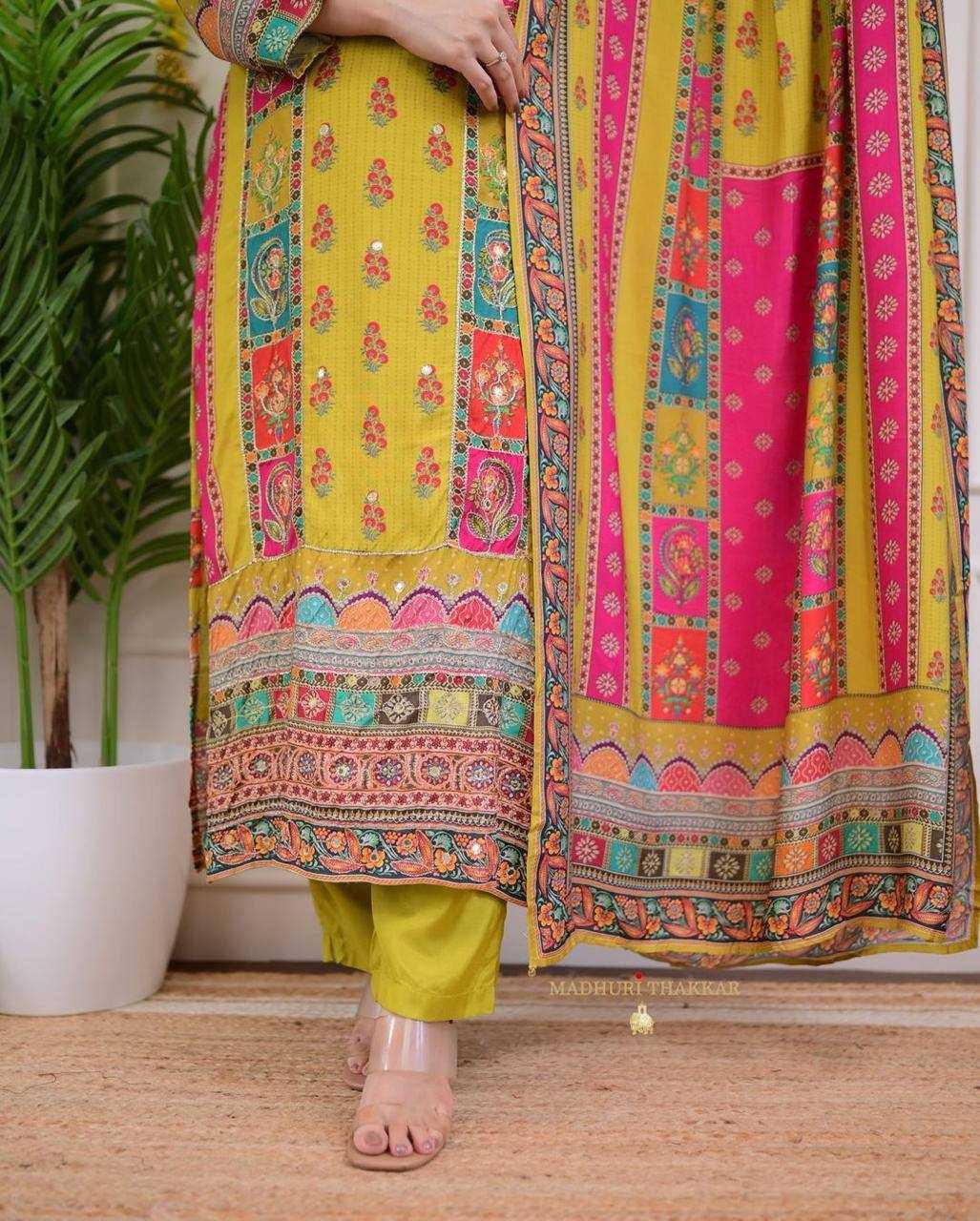 YNF SATIN KESH211 LDY96 SUITS & DRESSES WHOLESALE PRINTED EMBROIDERY SILK LONG KURTI YELLOW SALWAR SUITS MANUFACTURER