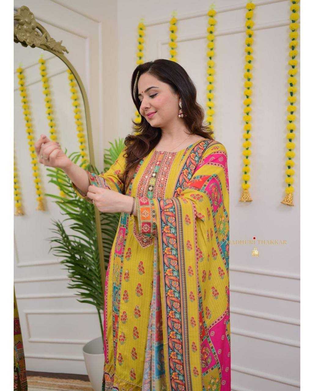 YNF SATIN KESH211 LDY96 SUITS & DRESSES WHOLESALE PRINTED EMBROIDERY SILK LONG KURTI YELLOW SALWAR SUITS MANUFACTURER