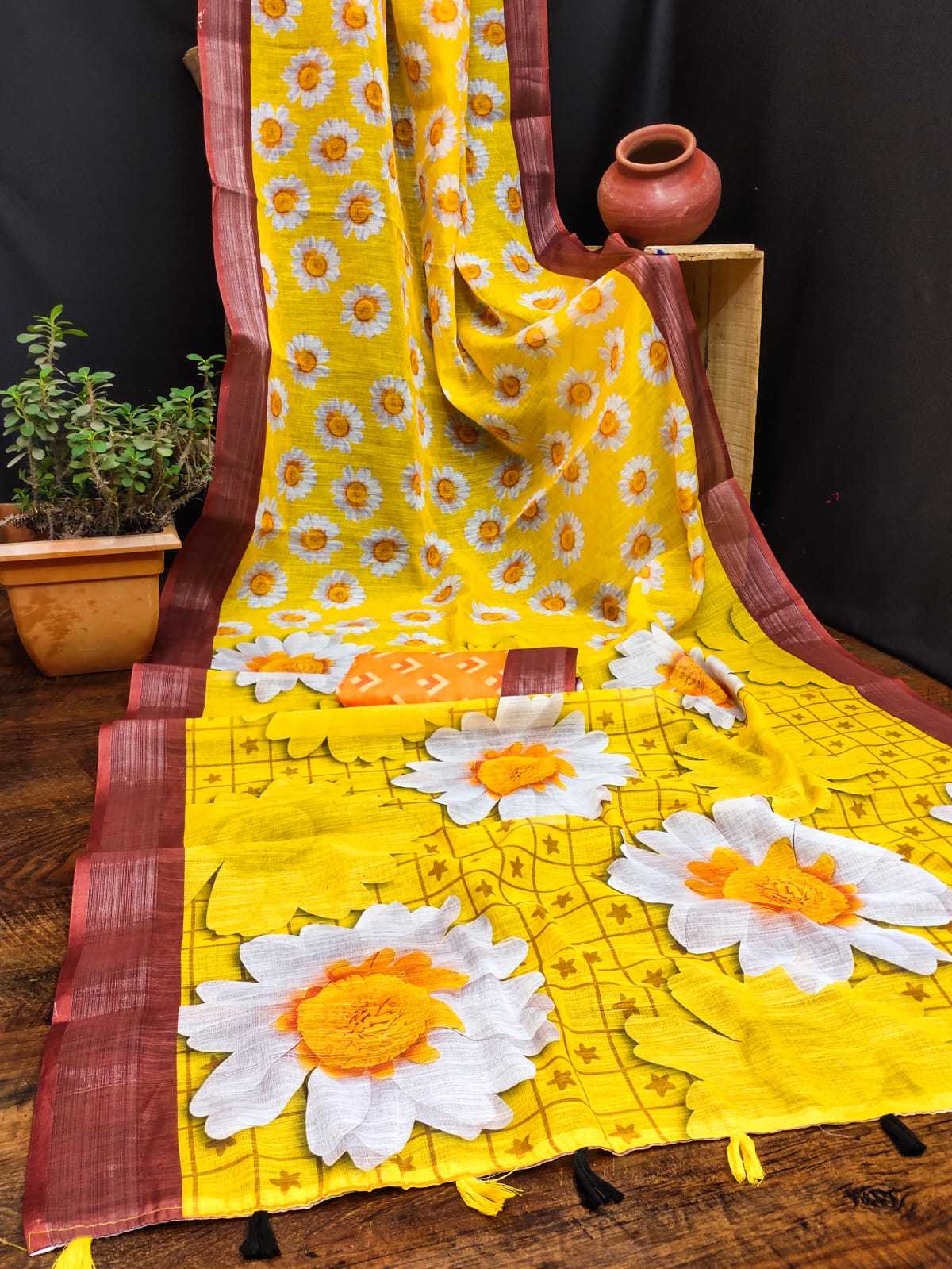 YNF SOFT COTTON KESH203 MTW17 SAREES WHOLESALE PRINTED COTTON LINEN LADIES SAREES MANUFACTURER