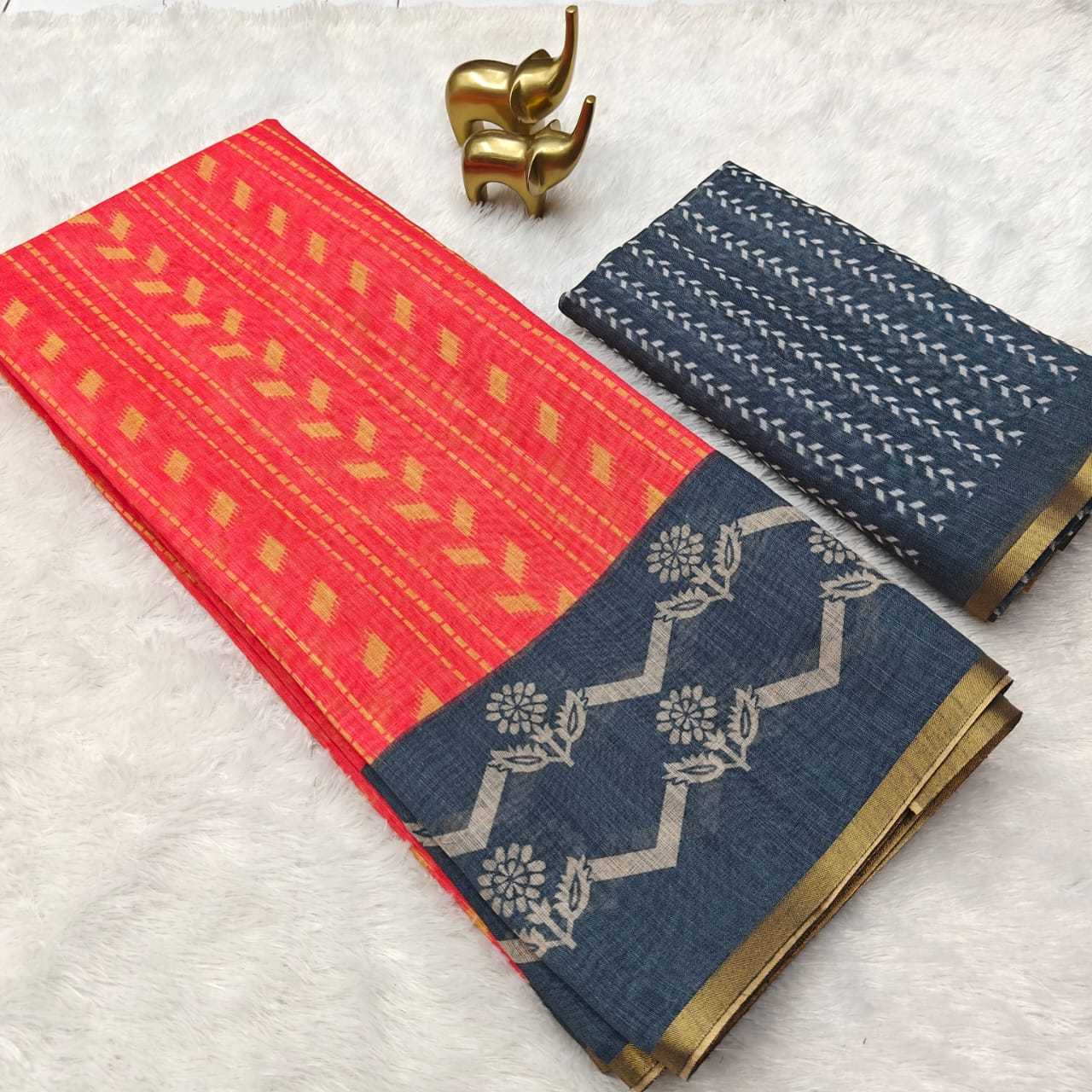 YNF SOFT COTTON RIN168 RKC43 SAREES WHOLESALE PRINTED COTTON LINEN LADIES SAREES MANUFACTURER