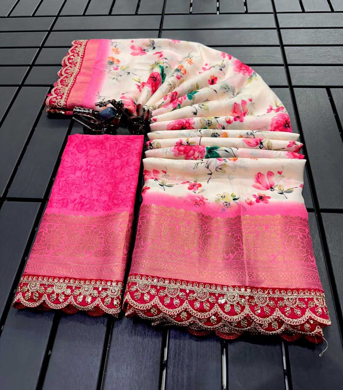 YNF SOFT DOLA KESH110 RADHA51 SAREES WHOLESALE PRINTED CUTWORK TRADITIONAL ZARI SAREES MANUFACTURER