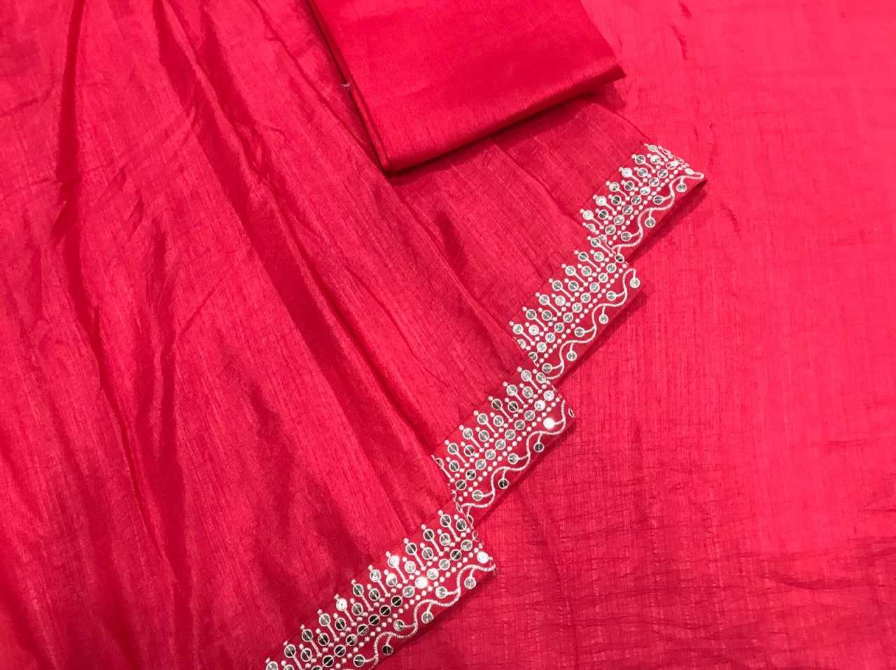 YNF SOFT VICHITRA RIN134 0175 SAREES WHOLESALE EMBROIDERED PLAIN LACE BORDER RED SAREES MANUFACTURER