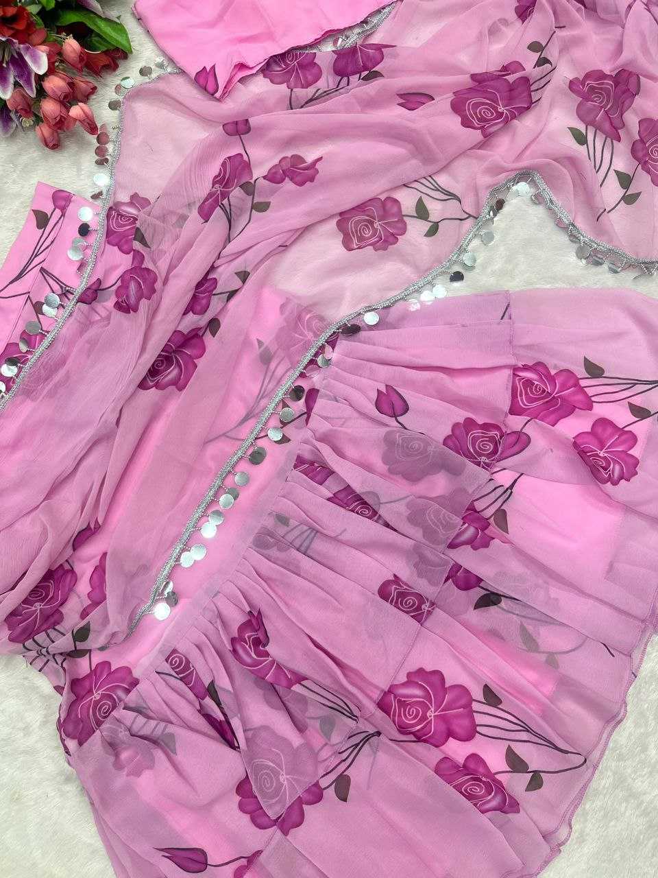 YNF TABBY SILK KESH176 145 LEHENGA SAREES WHOLESALE LEHENGA SAREES FANCY PRINTED RUFFLE PINK LEHENGAS MANUFACTURER