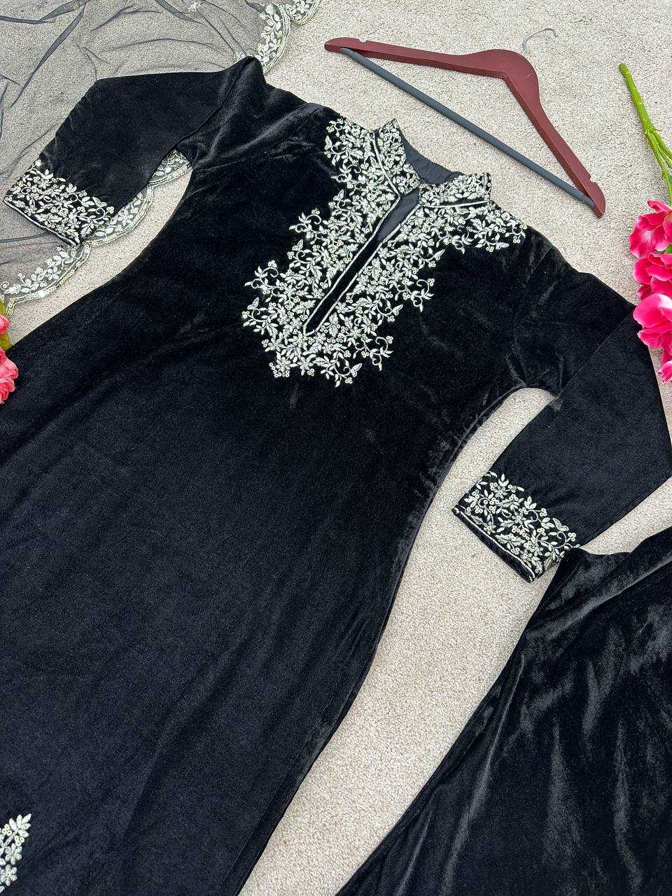 YNF VELVET KESH124 778 SUITS & DRESSES ISLAMIC CLOTHING WHOLESALE PAKISTANI VELVET EMBROIDERY LADIES SILK LADIES PARTY WEAR SUITS  MANUFACTURER