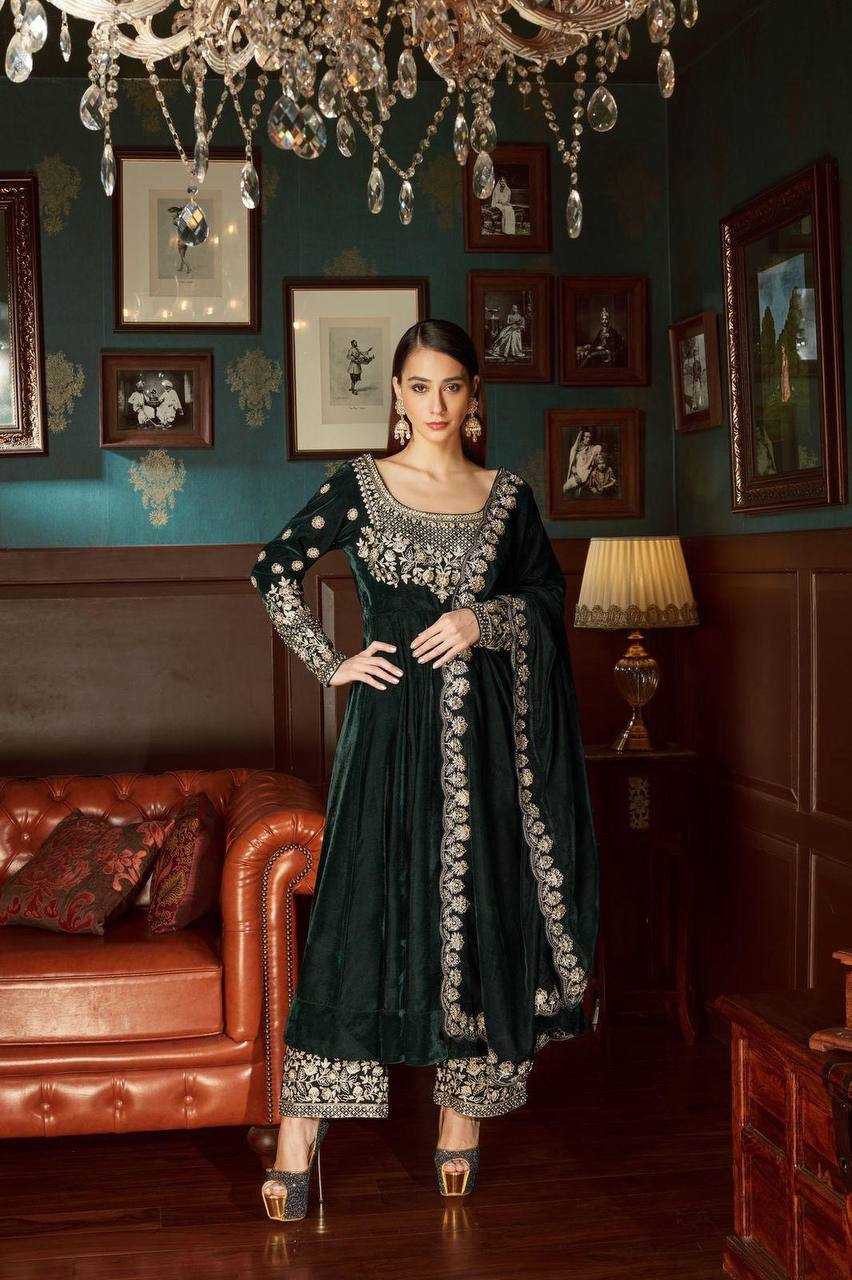 YNF VELVET KESH149 1315 SUITS & DRESSES WHOLESALE VELVET EMBROIDERY PALAZZO LADIES SILK ANARKALI WEDDING SUITS MANUFACTURER