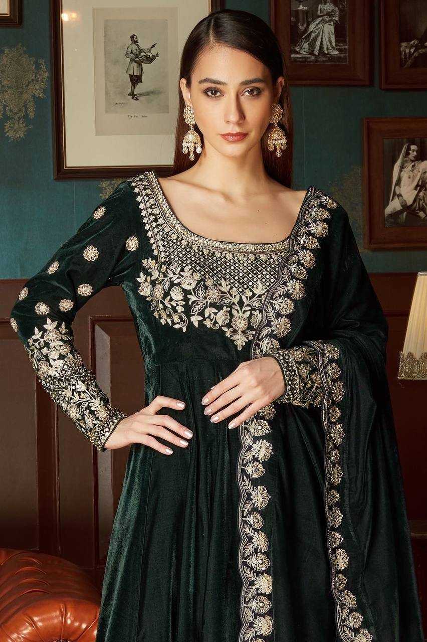 YNF VELVET KESH149 1315 SUITS & DRESSES WHOLESALE VELVET EMBROIDERY PALAZZO LADIES SILK ANARKALI WEDDING SUITS MANUFACTURER