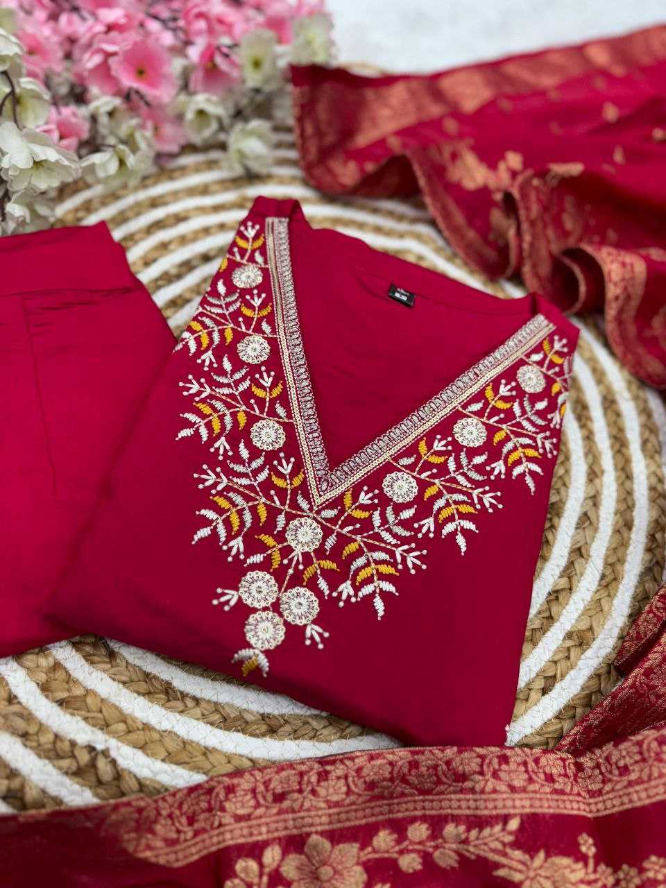 YNF VISCOSE CHANDERI RIN127 271 SUITS & DRESSES WHOLESALE LADIES DIWALI EMBROIDERY PARTY WEAR ZARI WORK SUITS MANUFACTURER