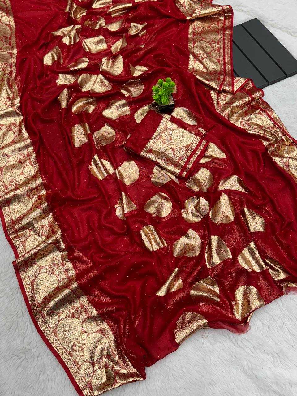 YNF VISCOSE KESH163 35 SAREES WHOLESALE ZARI BORDER VISCOSE RED TEEJ KARWA CHAUTH SAREES MANUFACTURER