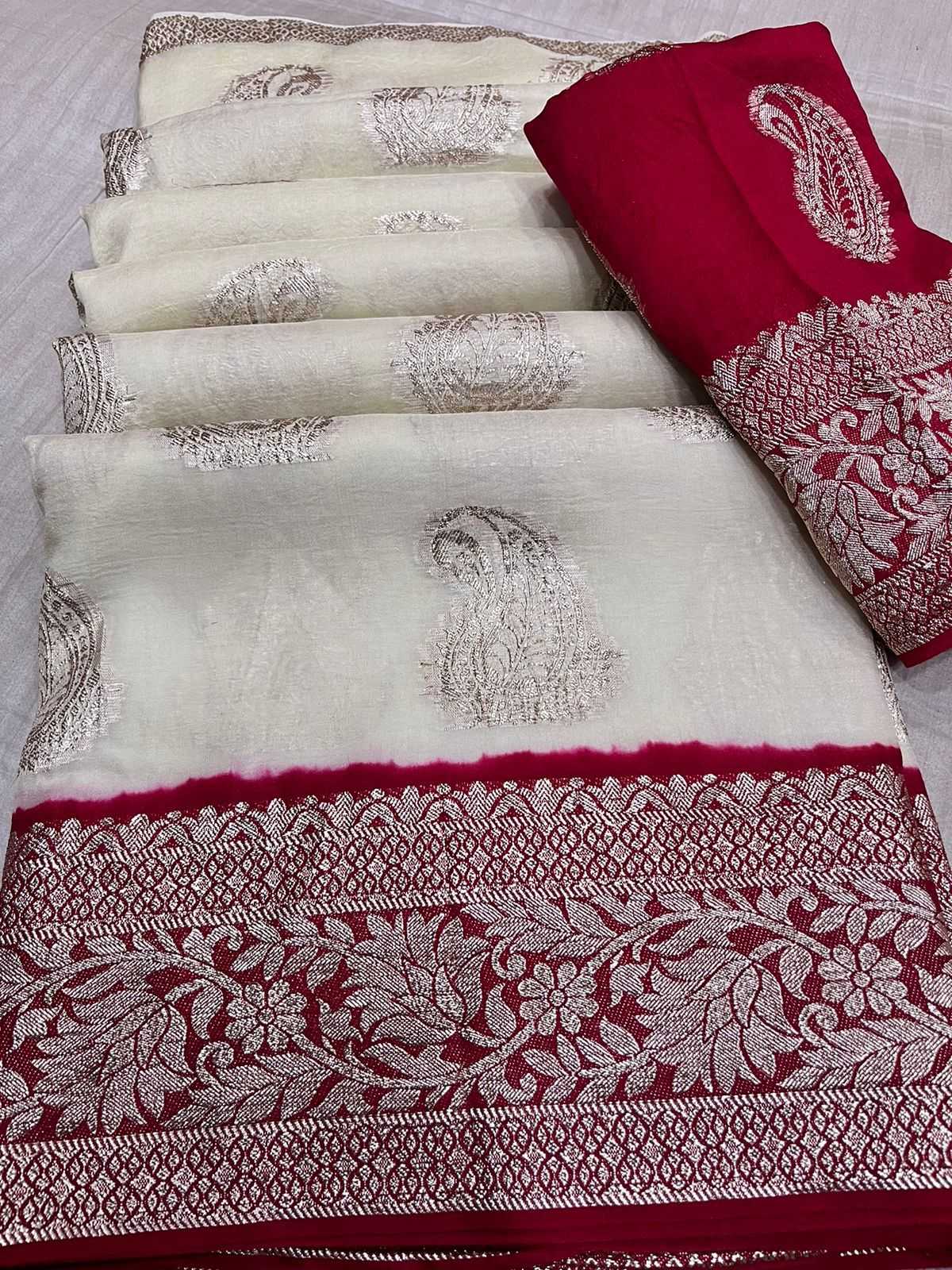 YNF VISCOSE KESH222 RUN103 SAREES WHOLESALE WHITE BUTTA VISCOSE TRADITIONAL SILK SAREES MANUFACTURER