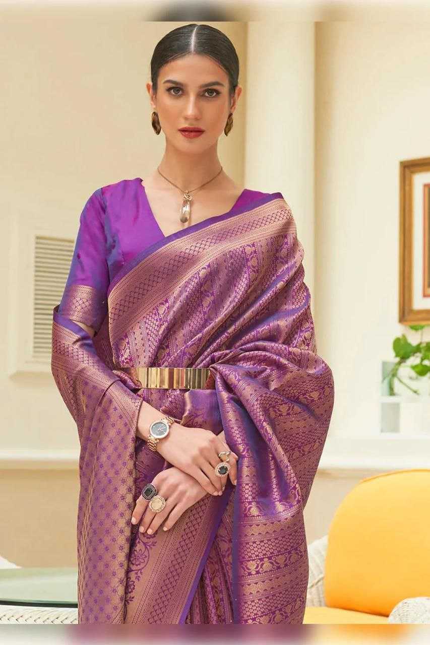 YNF BANARASI SILK KESH209 BHC04 SILK SAREES WHOLESALE BANARASI SILK PURPLE SILK SAREE MANUFACTURER