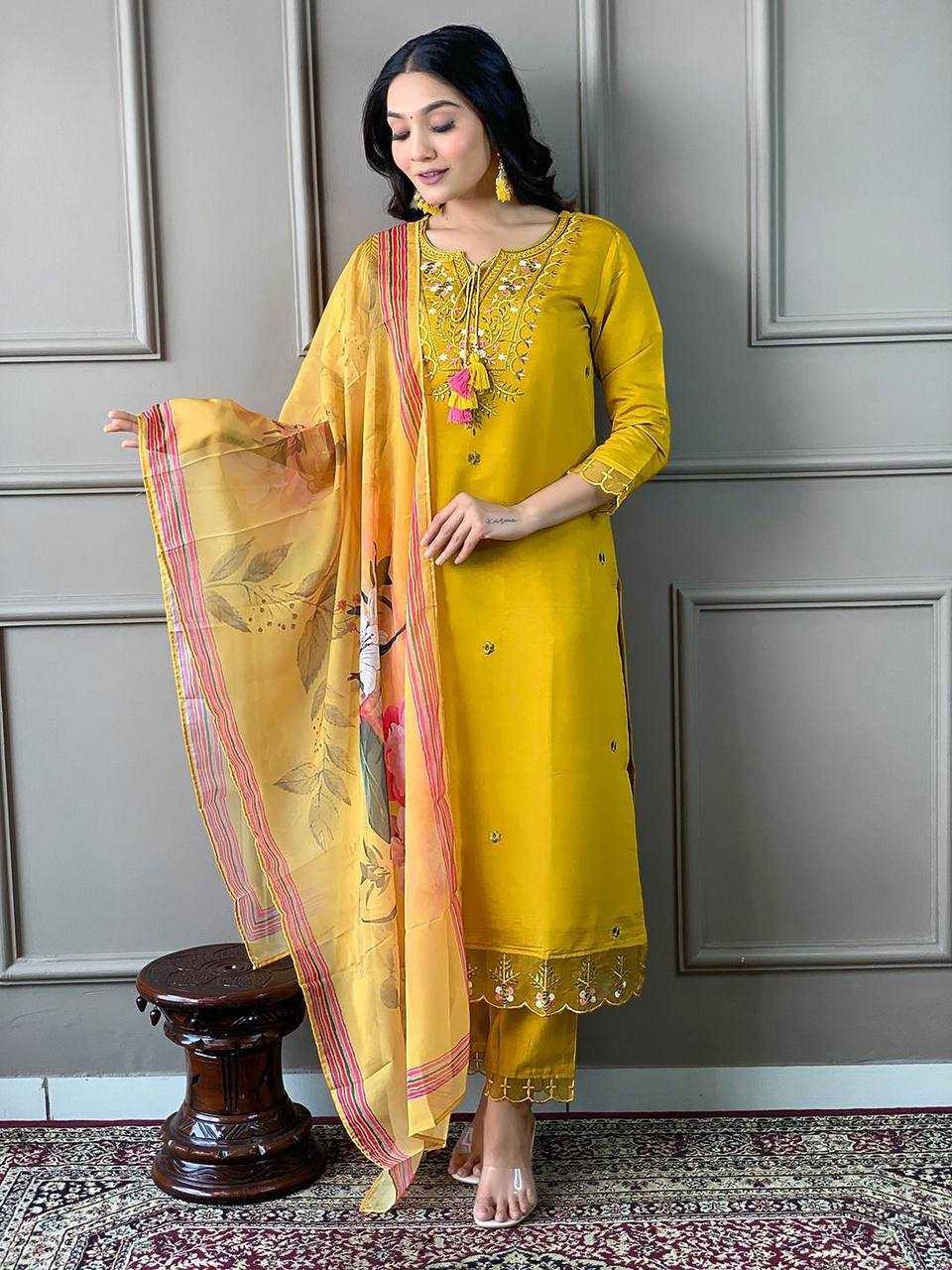 YNF CHANDERI COTTON RIN200 556 SUITS & DRESSES WHOLESALE CHANDERI LONG KURTI YELLOW SUITS MANUFACTURE