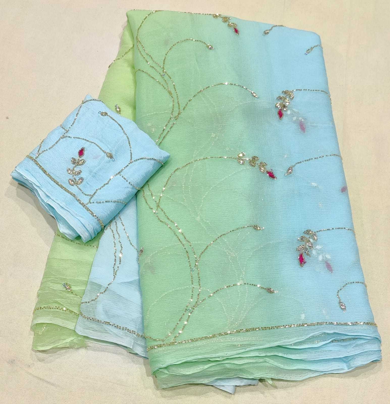 YNF CHIFFON RIN152 NSD69 SAREES WHOLESALE FANCY HALF AND HALF CHIFFON WORK SAREES MANUFACTURER