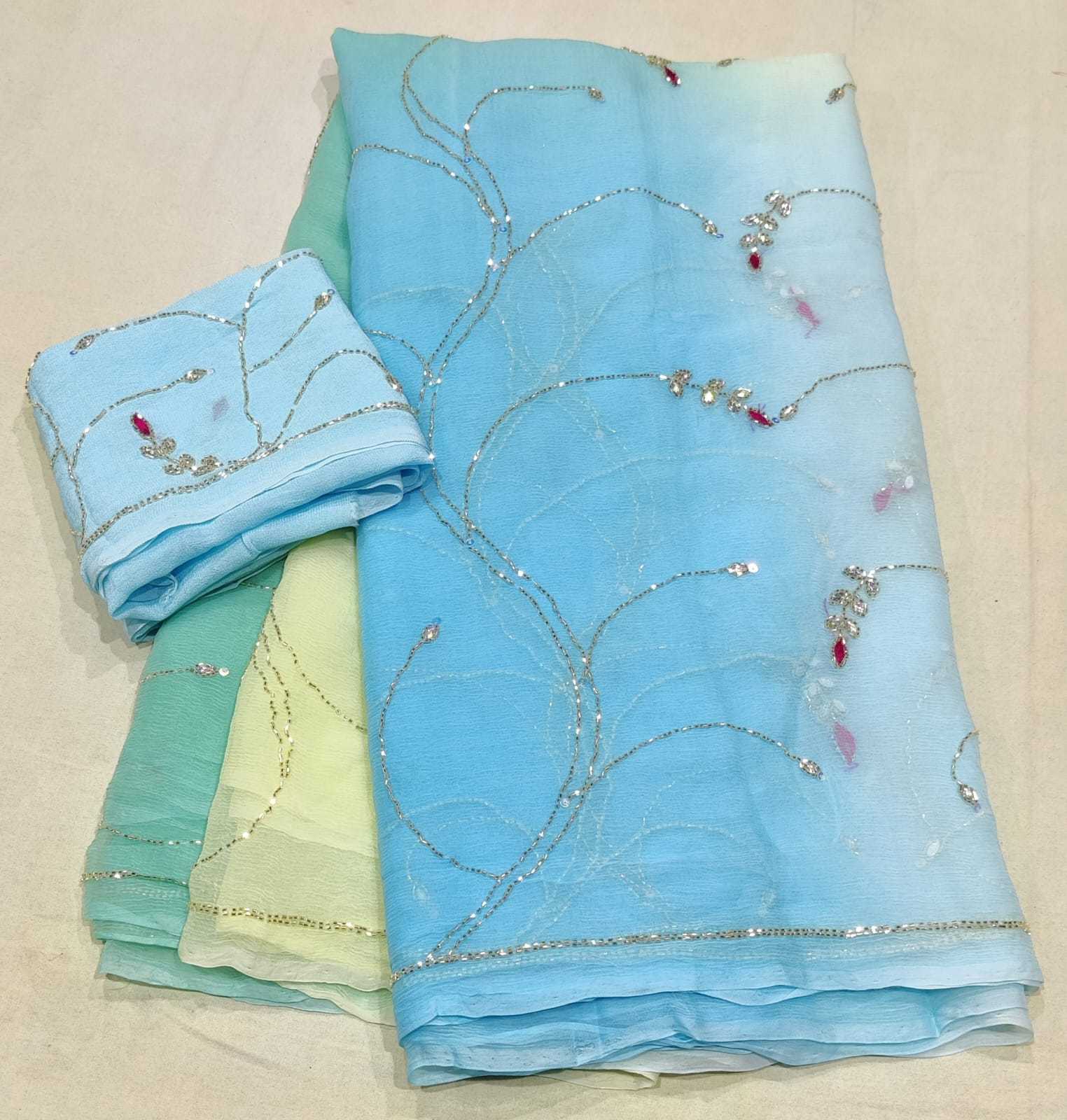 YNF CHIFFON RIN152 NSD69 SAREES WHOLESALE FANCY HALF AND HALF CHIFFON WORK SAREES MANUFACTURER